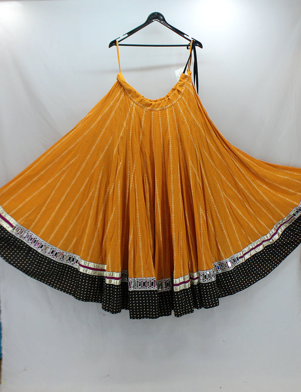 yellow lengha pure cotton weave
