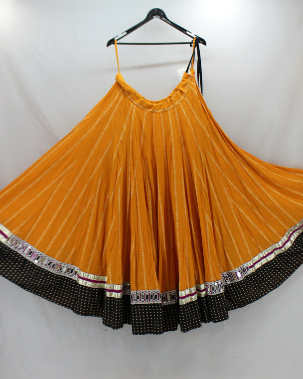 yellow lengha pure cotton weave
