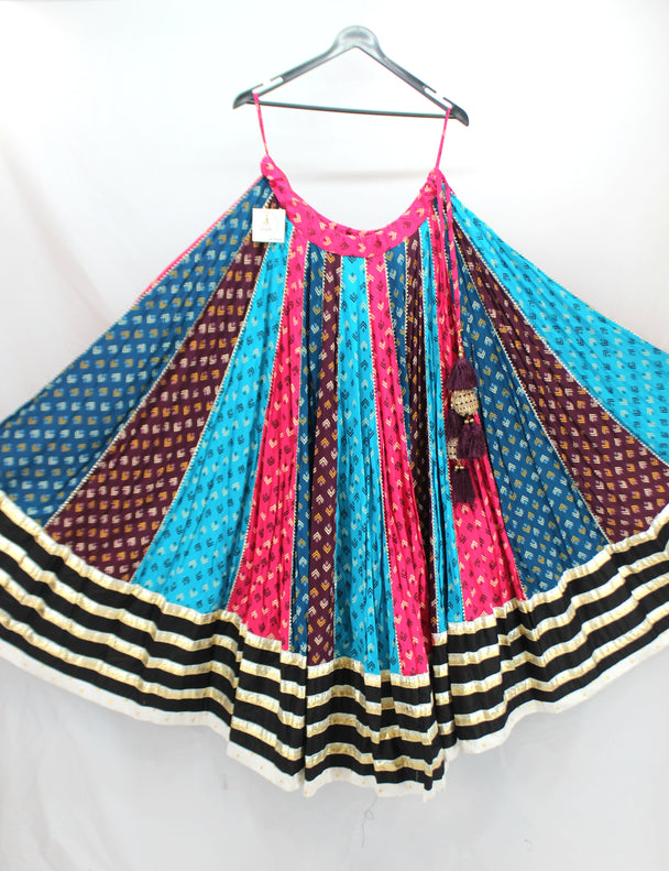 lehenga multi colour cotton with lace work