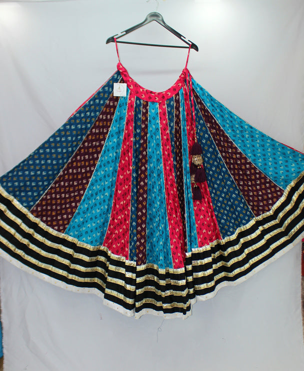 lehenga multi colour cotton with lace work