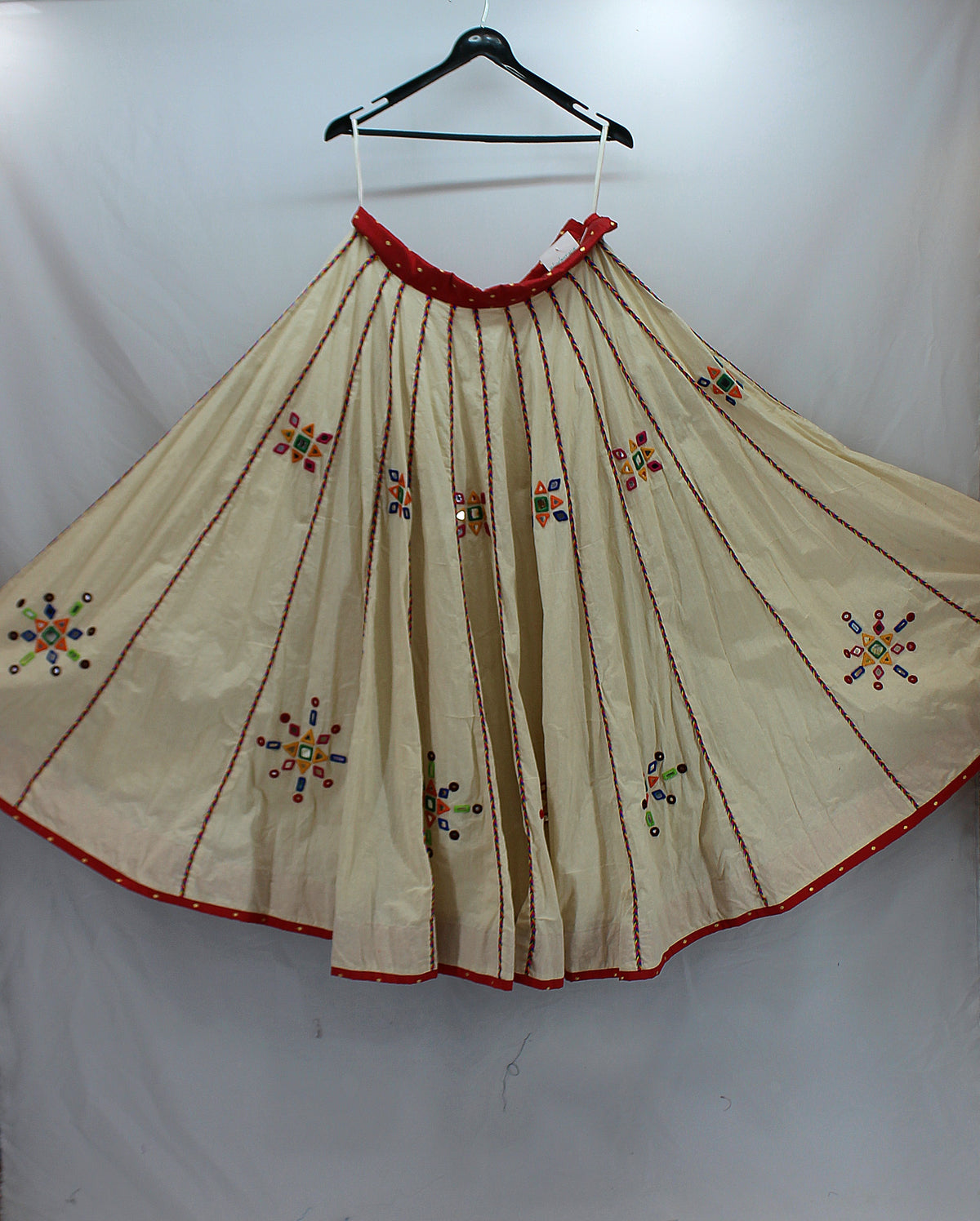 Antique Cream Cotton Lehenga with Hand Work - LABEL KAVITA