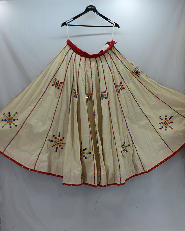 antique cream cotton lehenga with hand work