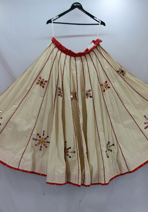 antique cream cotton lehenga with hand work