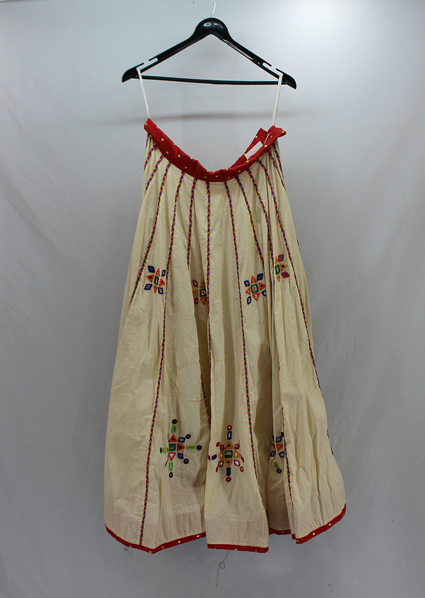 antique cream cotton lehenga with hand work