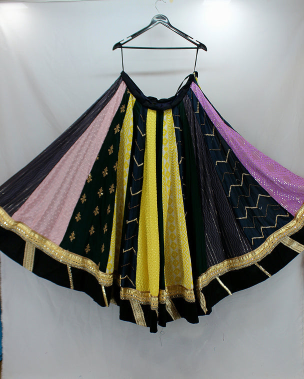 lehenga with multi colour kali designs