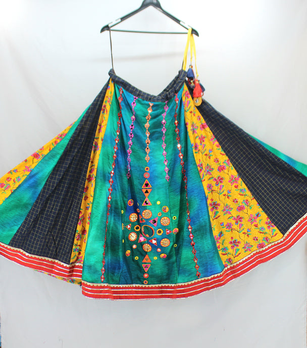 lehenga multi colour mirror hand work