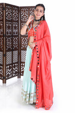 Pastel Blue & Coral Chaniya Choli - image 2