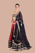 Print Lehenga with Gold Blouse & Black Dupatta - image 3