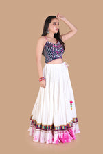 Ivory Lehenga with Pink Tassel Border - image 4