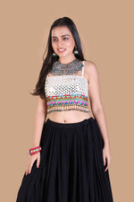 Black Flared Lehenga with Multicolor Blouse - image 2