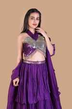 Royal Purple Tiered Lehenga Set - image 6