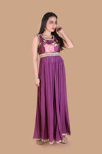 Deep Purple Embroidered Flared Gown - image 3