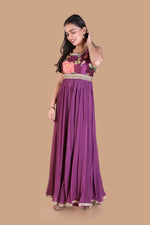 Deep Purple Embroidered Flared Gown - image 4
