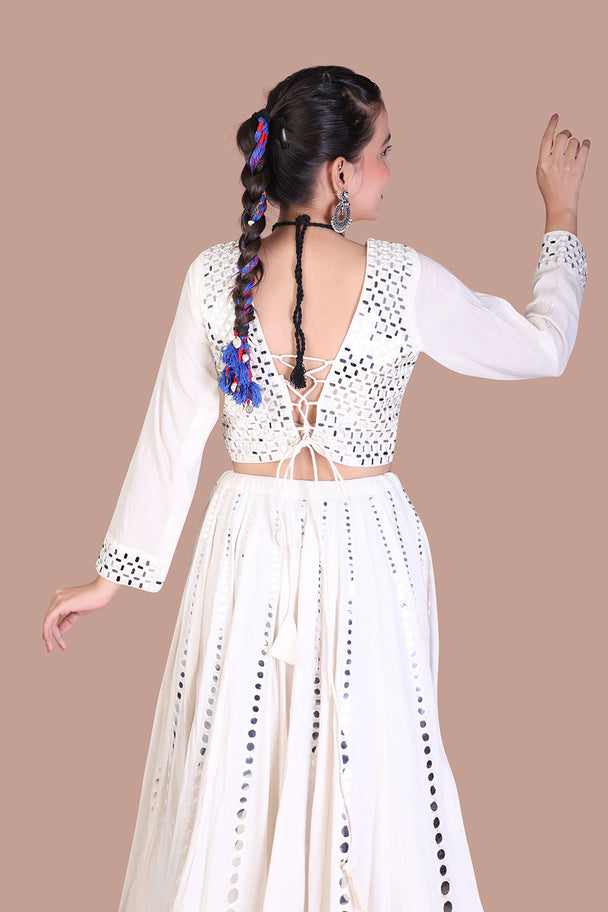 ivory embroidered lehenga choli with soft gold detailing
