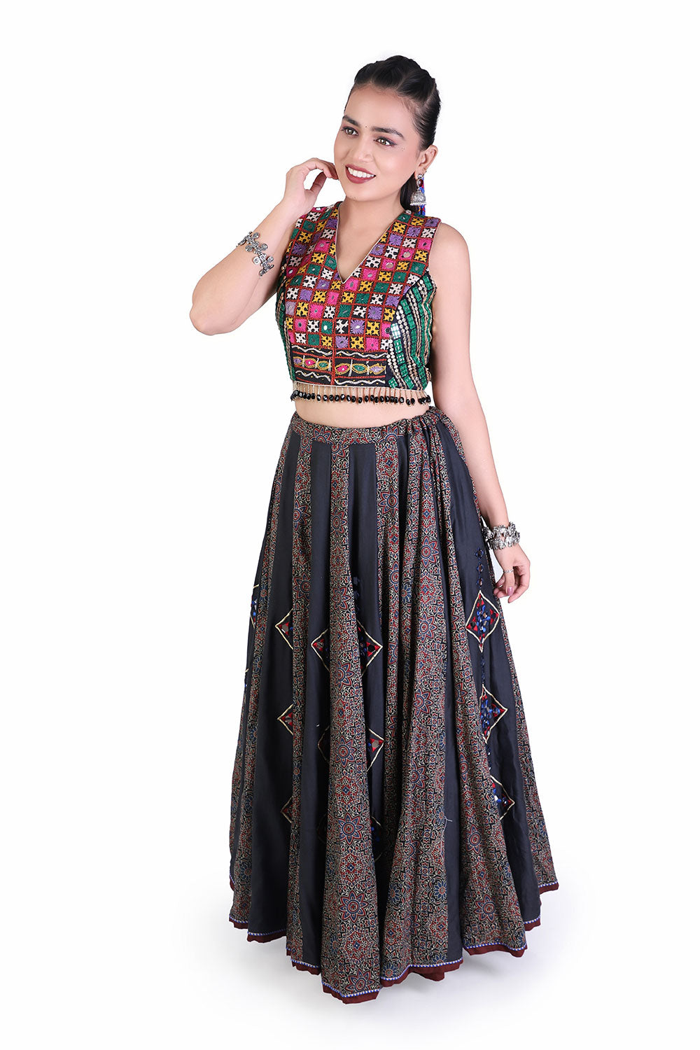 Black & Chocolate Brown Printed Lehenga - image 3